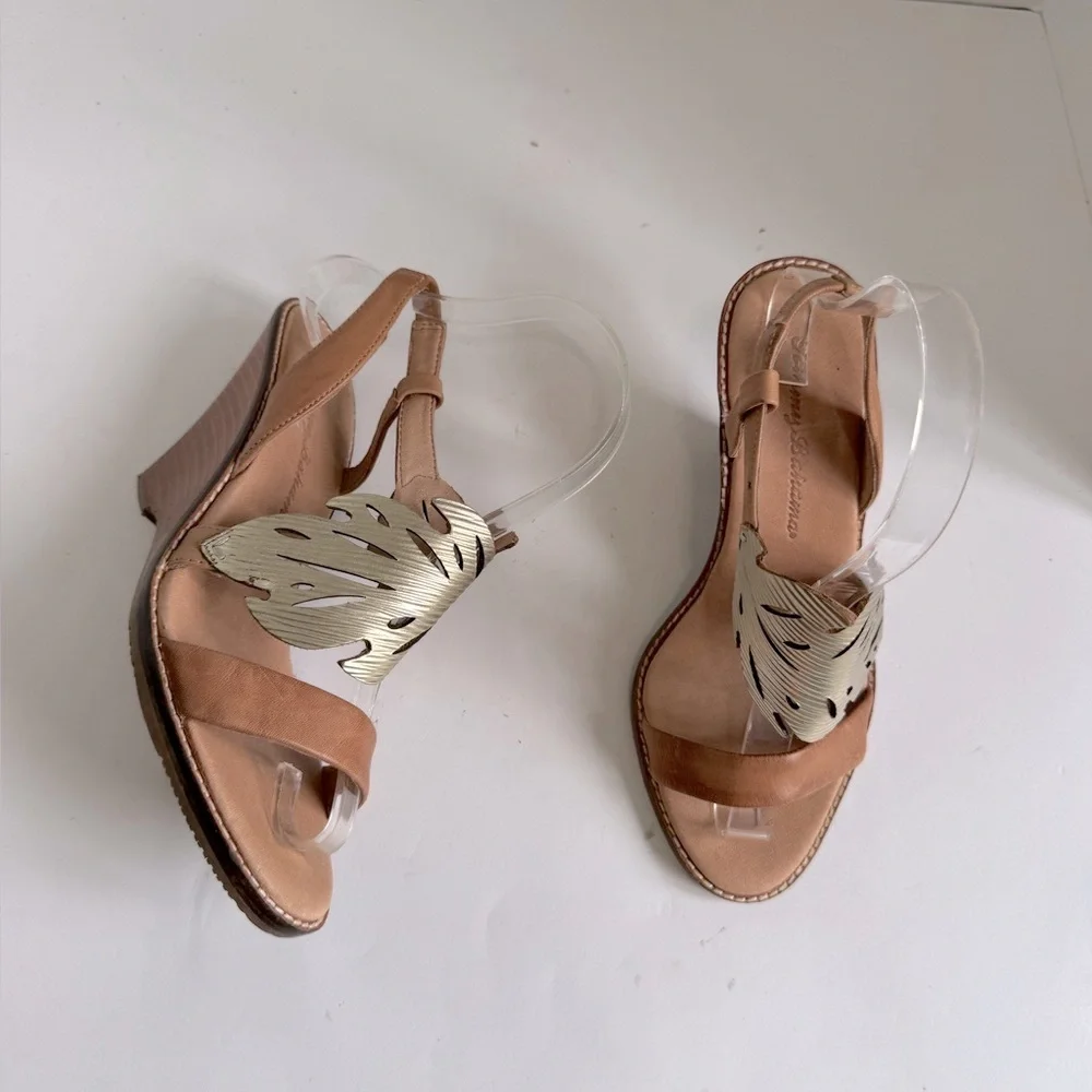 Tommy Bahama Plumeria Leather Wedge Sandals Size 6.5_5